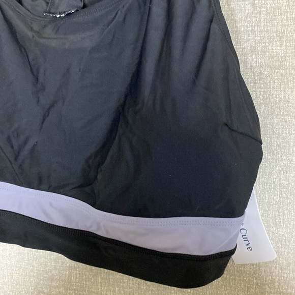 NWT Meet Curve Plus Size Round Neck Black Patchwork Bikini Top - Picture 3 of 6